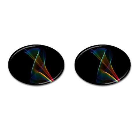 Abstract Rainbow Lily, Colorful Mystical Flower  Cufflinks (Oval) from ArtsNow.com Front(Pair)