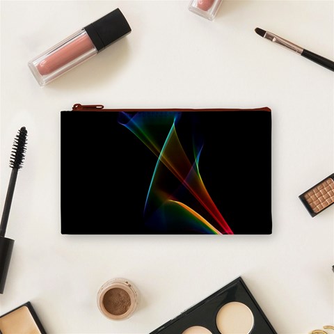 Abstract Rainbow Lily, Colorful Mystical Flower  Cosmetic Bag (Small) from ArtsNow.com Front