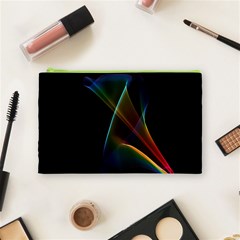 Abstract Rainbow Lily, Colorful Mystical Flower  Cosmetic Bag (Medium) from ArtsNow.com Front