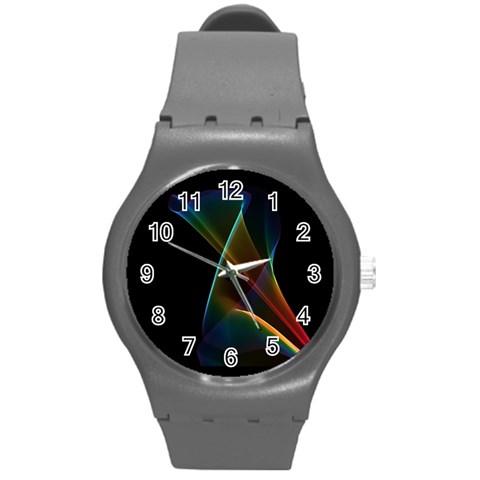 Abstract Rainbow Lily, Colorful Mystical Flower  Plastic Sport Watch (Medium) from ArtsNow.com Front