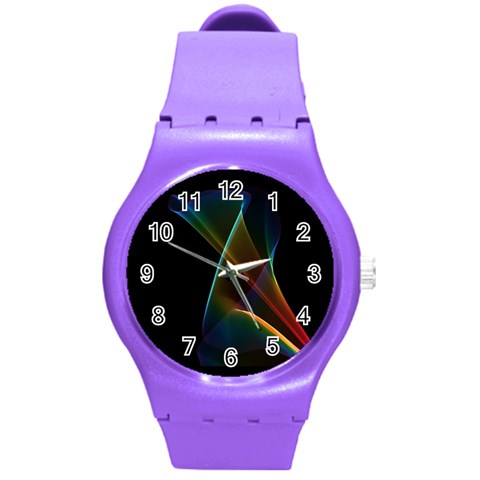 Abstract Rainbow Lily, Colorful Mystical Flower  Plastic Sport Watch (Medium) from ArtsNow.com Front