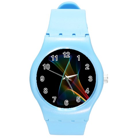 Abstract Rainbow Lily, Colorful Mystical Flower  Plastic Sport Watch (Medium) from ArtsNow.com Front