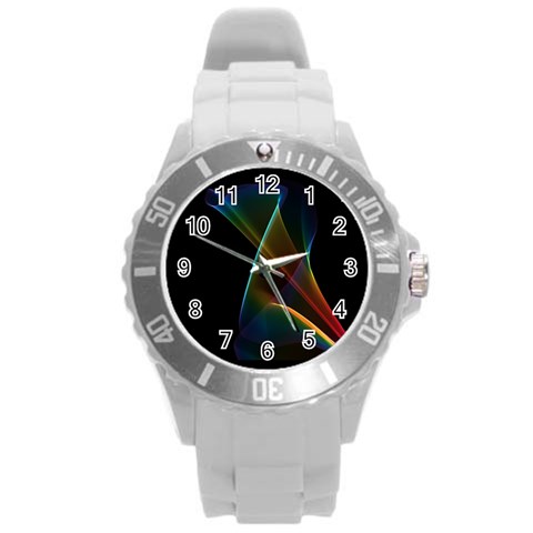 Abstract Rainbow Lily, Colorful Mystical Flower  Plastic Sport Watch (Large) from ArtsNow.com Front