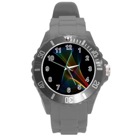 Abstract Rainbow Lily, Colorful Mystical Flower  Plastic Sport Watch (Large) from ArtsNow.com Front