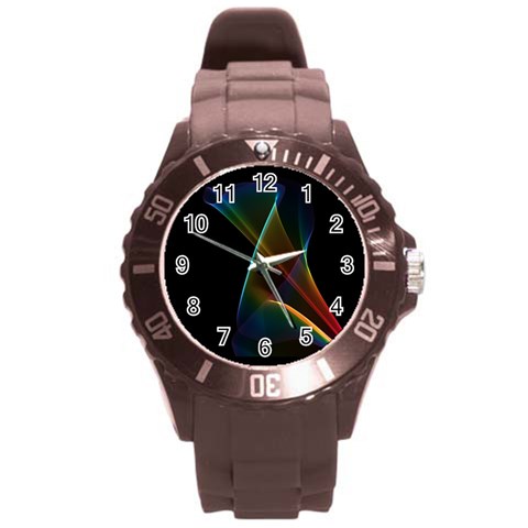 Abstract Rainbow Lily, Colorful Mystical Flower  Plastic Sport Watch (Large) from ArtsNow.com Front