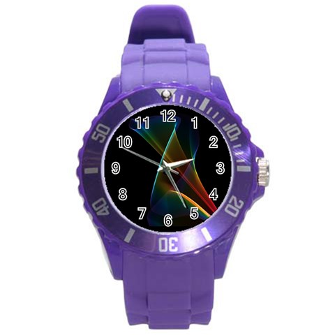 Abstract Rainbow Lily, Colorful Mystical Flower  Plastic Sport Watch (Large) from ArtsNow.com Front