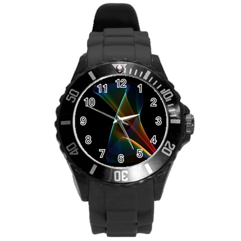 Abstract Rainbow Lily, Colorful Mystical Flower  Plastic Sport Watch (Large) from ArtsNow.com Front