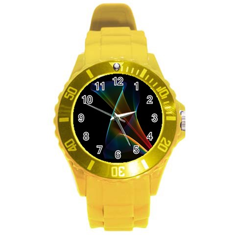 Abstract Rainbow Lily, Colorful Mystical Flower  Plastic Sport Watch (Large) from ArtsNow.com Front