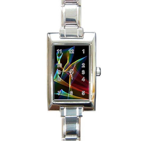 Peacock Symphony, Abstract Rainbow Music Rectangular Italian Charm Watch from ArtsNow.com Front