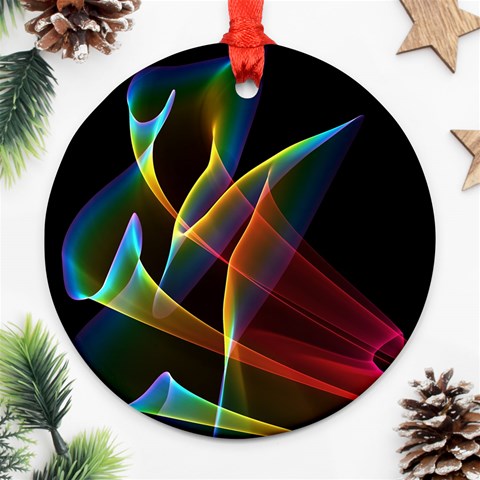 Peacock Symphony, Abstract Rainbow Music Round Ornament from ArtsNow.com Front