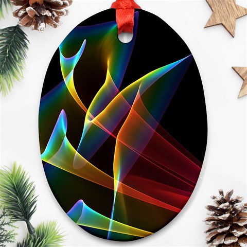 Peacock Symphony, Abstract Rainbow Music Oval Ornament from ArtsNow.com Front