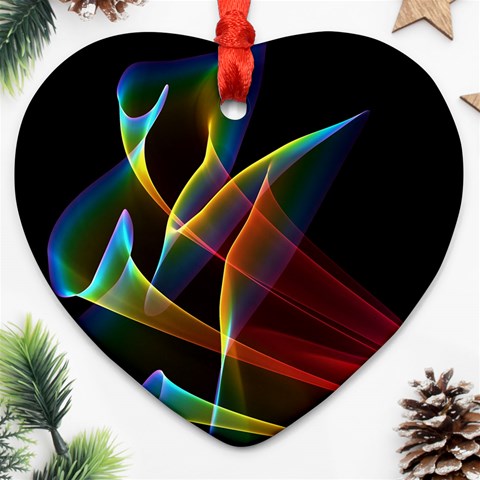 Peacock Symphony, Abstract Rainbow Music Heart Ornament from ArtsNow.com Front