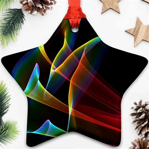 Peacock Symphony, Abstract Rainbow Music Star Ornament from ArtsNow.com Front