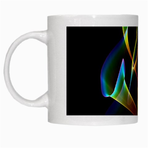 Peacock Symphony, Abstract Rainbow Music White Coffee Mug from ArtsNow.com Left