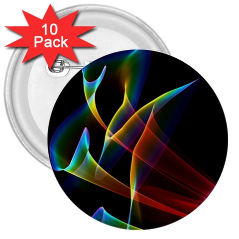 Peacock Symphony, Abstract Rainbow Music 3  Button (10 pack) from ArtsNow.com Front