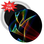 Peacock Symphony, Abstract Rainbow Music 3  Button Magnet (100 pack)