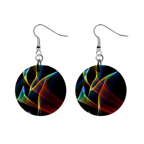 Peacock Symphony, Abstract Rainbow Music Mini Button Earrings from ArtsNow.com Front