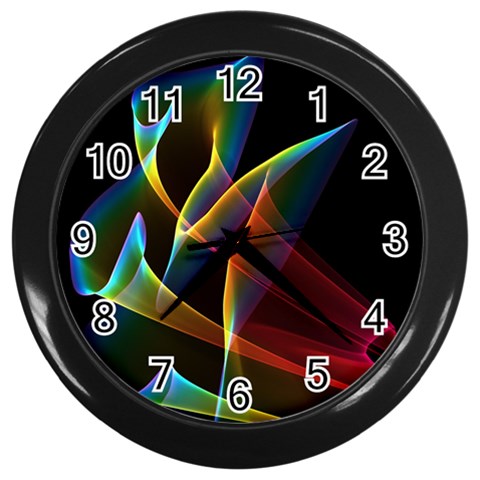 Peacock Symphony, Abstract Rainbow Music Wall Clock (Black) from ArtsNow.com Front