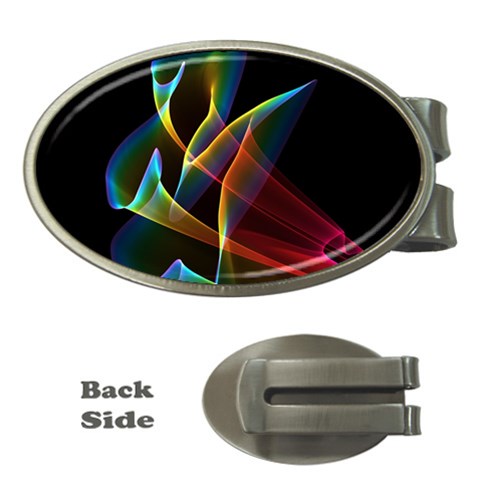 Peacock Symphony, Abstract Rainbow Music Money Clip (Oval) from ArtsNow.com Front