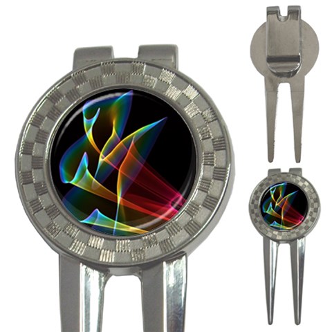 Peacock Symphony, Abstract Rainbow Music Golf Pitchfork & Ball Marker from ArtsNow.com Front