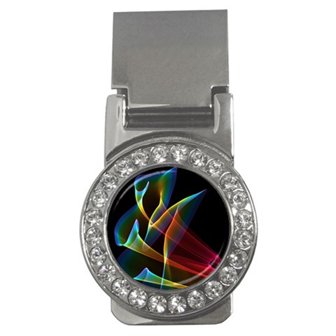 Peacock Symphony, Abstract Rainbow Music Money Clip (CZ) from ArtsNow.com Front