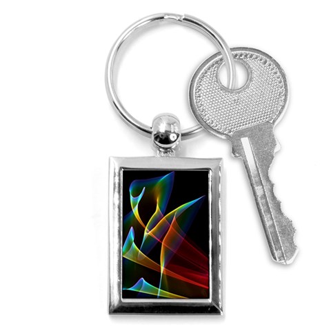 Peacock Symphony, Abstract Rainbow Music Key Chain (Rectangle) from ArtsNow.com Front