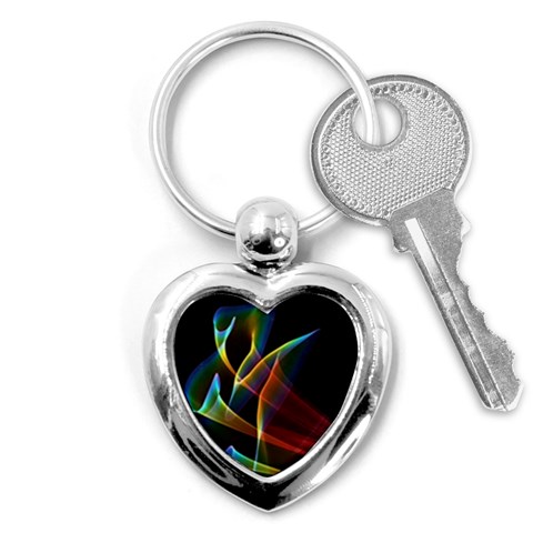 Peacock Symphony, Abstract Rainbow Music Key Chain (Heart) from ArtsNow.com Front