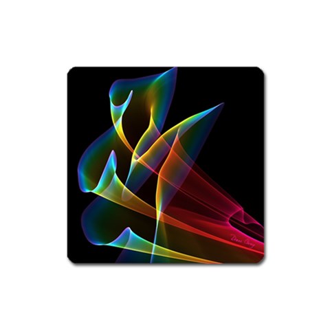 Peacock Symphony, Abstract Rainbow Music Magnet (Square) from ArtsNow.com Front