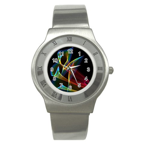 Peacock Symphony, Abstract Rainbow Music Stainless Steel Watch (Slim) from ArtsNow.com Front