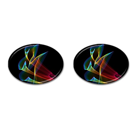 Peacock Symphony, Abstract Rainbow Music Cufflinks (Oval) from ArtsNow.com Front(Pair)