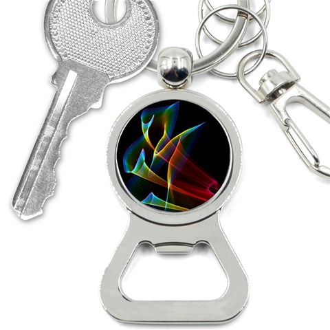 Peacock Symphony, Abstract Rainbow Music Bottle Opener Key Chain from ArtsNow.com Front