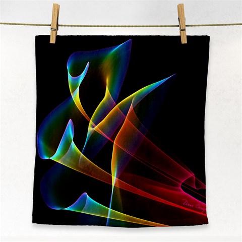 Peacock Symphony, Abstract Rainbow Music Face Towel from ArtsNow.com Front