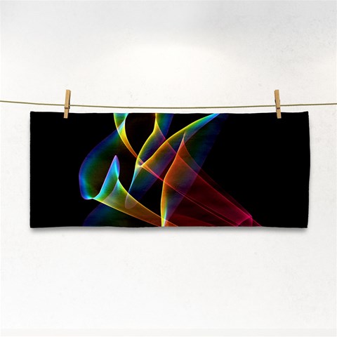 Peacock Symphony, Abstract Rainbow Music Hand Towel from ArtsNow.com Front