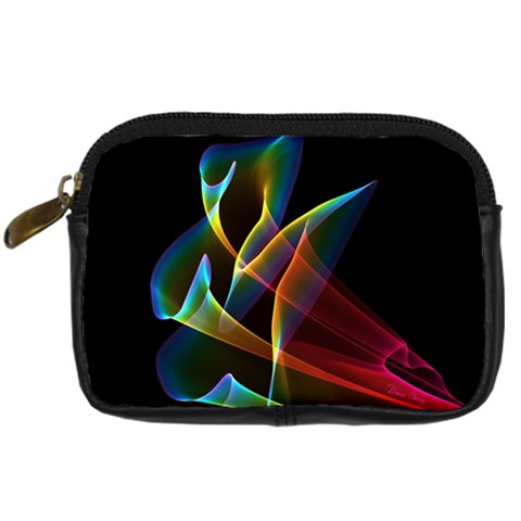 Peacock Symphony, Abstract Rainbow Music Digital Camera Leather Case from ArtsNow.com Front