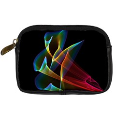 Peacock Symphony, Abstract Rainbow Music Digital Camera Leather Case from ArtsNow.com Front