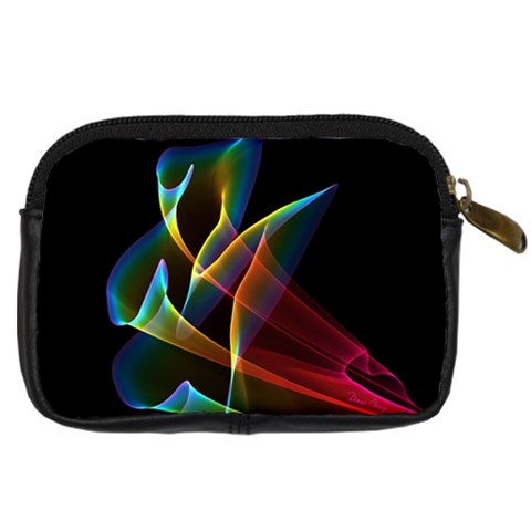 Peacock Symphony, Abstract Rainbow Music Digital Camera Leather Case from ArtsNow.com Back