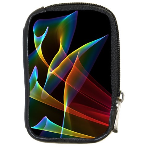 Peacock Symphony, Abstract Rainbow Music Compact Camera Leather Case from ArtsNow.com Front