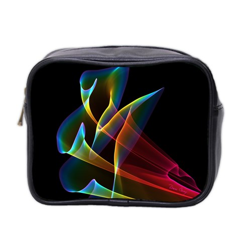 Peacock Symphony, Abstract Rainbow Music Mini Travel Toiletry Bag (Two Sides) from ArtsNow.com Front