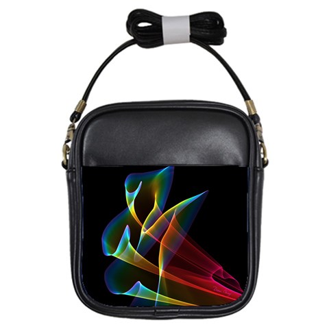 Peacock Symphony, Abstract Rainbow Music Girl s Sling Bag from ArtsNow.com Front