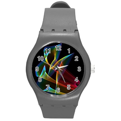 Peacock Symphony, Abstract Rainbow Music Plastic Sport Watch (Medium) from ArtsNow.com Front