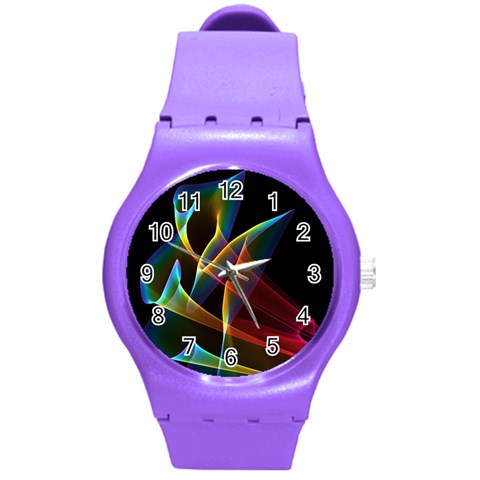 Peacock Symphony, Abstract Rainbow Music Plastic Sport Watch (Medium) from ArtsNow.com Front