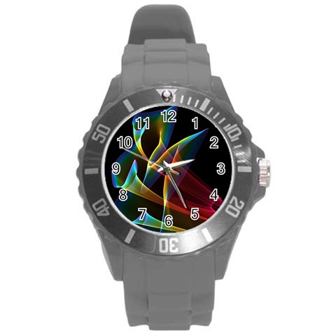 Peacock Symphony, Abstract Rainbow Music Plastic Sport Watch (Large) from ArtsNow.com Front