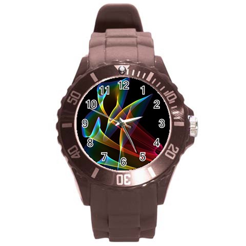 Peacock Symphony, Abstract Rainbow Music Plastic Sport Watch (Large) from ArtsNow.com Front