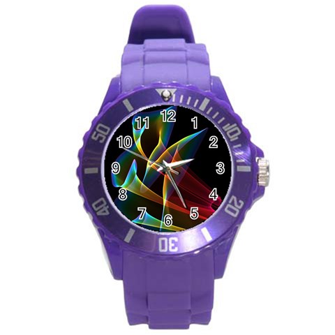 Peacock Symphony, Abstract Rainbow Music Plastic Sport Watch (Large) from ArtsNow.com Front