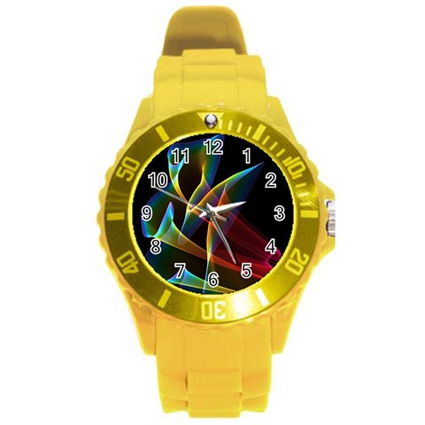 Peacock Symphony, Abstract Rainbow Music Plastic Sport Watch (Large) from ArtsNow.com Front