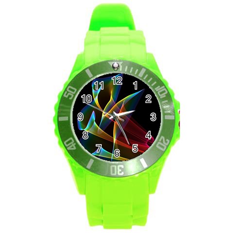 Peacock Symphony, Abstract Rainbow Music Plastic Sport Watch (Large) from ArtsNow.com Front