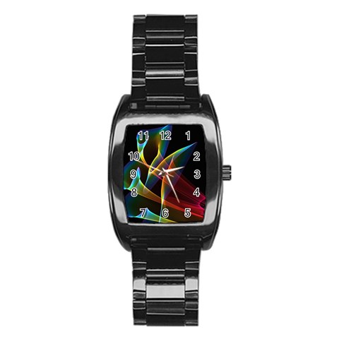 Peacock Symphony, Abstract Rainbow Music Stainless Steel Barrel Watch from ArtsNow.com Front