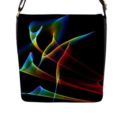 Peacock Symphony, Abstract Rainbow Music Flap Closure Messenger Bag (Large) from ArtsNow.com Front