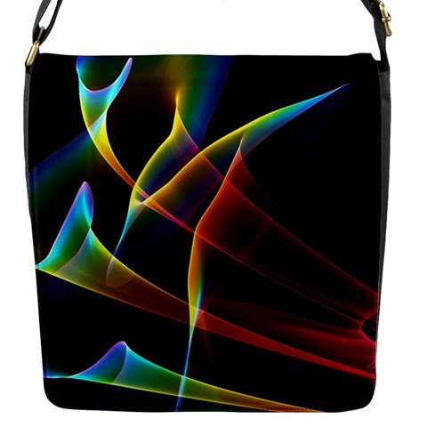 Peacock Symphony, Abstract Rainbow Music Flap Closure Messenger Bag (Small) from ArtsNow.com Front