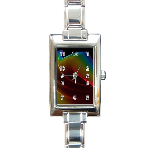 Liquid Rainbow, Abstract Wave Of Cosmic Energy  Rectangular Italian Charm Watch from ArtsNow.com Front